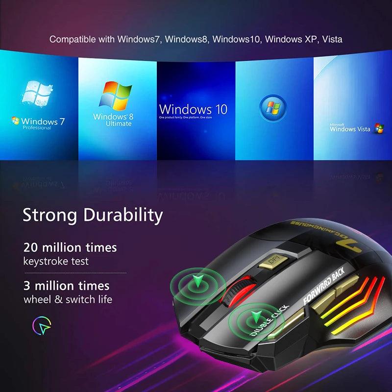 Rechargeable Wireless Mouse Bluetooth Gamer Gaming Mouse Computer Ergonomic Mause With Backlight RGB Silent Mice For Laptop PC - Brutoos