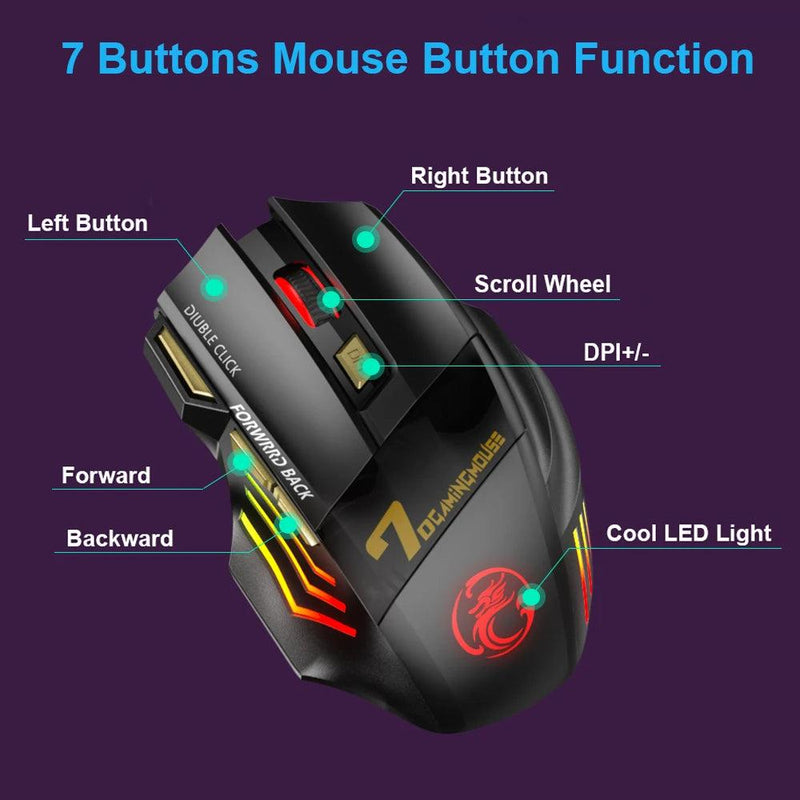 Rechargeable Wireless Mouse Bluetooth Gamer Gaming Mouse Computer Ergonomic Mause With Backlight RGB Silent Mice For Laptop PC - Brutoos