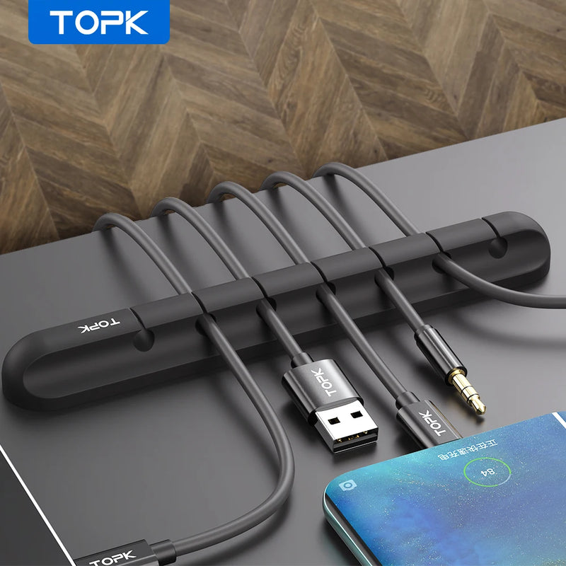 TOPK L16 Cable Organizer Silicone USB Cable Winder Desktop Tidy Management Clips Cable Holder for Mouse Headphone Wire Organizer - Brutoos