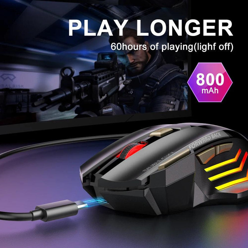 Rechargeable Wireless Mouse Bluetooth Gamer Gaming Mouse Computer Ergonomic Mause With Backlight RGB Silent Mice For Laptop PC - Brutoos