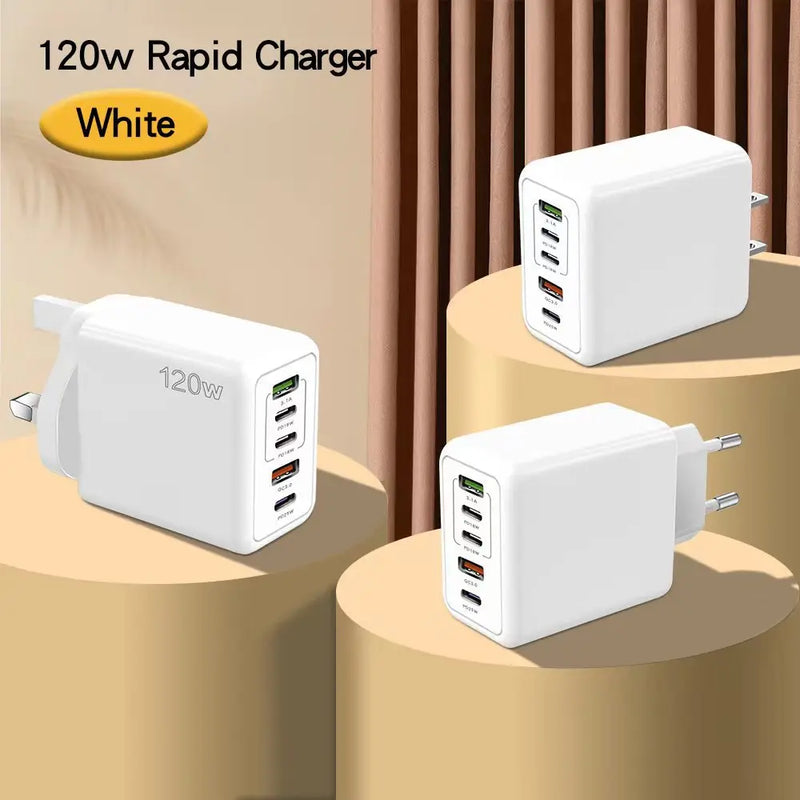 5 Ports USB C PD Charger Fast Charging PD Quick Charge 3.0 USB C Phone Charger Adapter For iPhone 15 14 13 Xiaomi Samsung