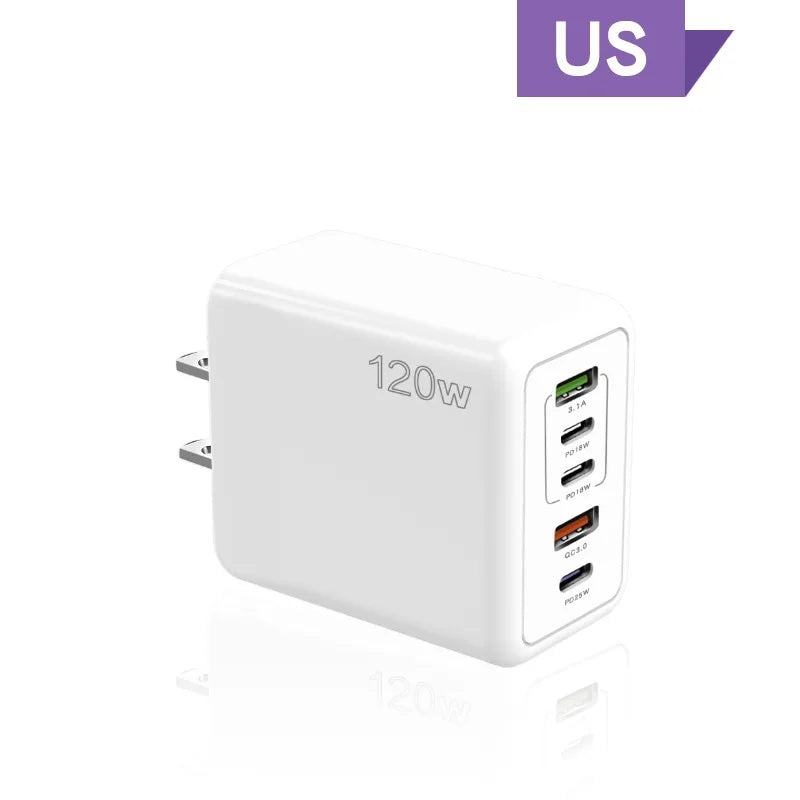 5 Ports USB C PD Charger Fast Charging PD Quick Charge 3.0 USB C Phone Charger Adapter For iPhone 15 14 13 Xiaomi Samsung