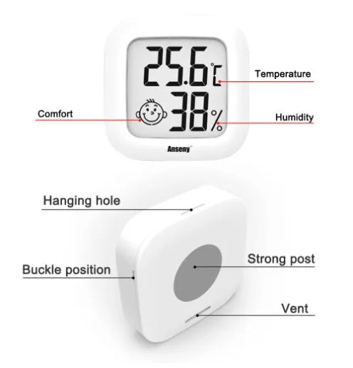 LCD Digital Thermometer Hygrometer Indoor Room Electronic Temperature Humidity Meter Sensor Gauge Weather Station For Home - Brutoos