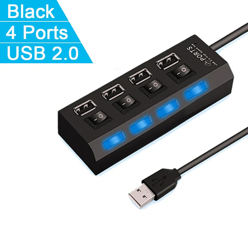 Porta Usb Ultra Speed 7 portas USB HUB 2.0 Multiple LED For LapTop