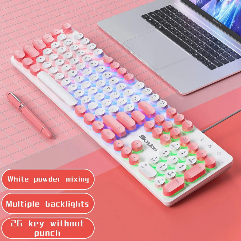 SKYLION H300 Wired 104 Keys Membrane Keyboard Many Kinds of Colorful Lighting Gaming and Office For Windows and IOS System - Brutoos