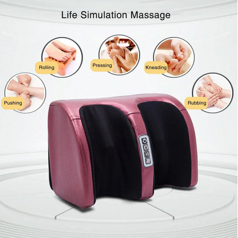 Electric Foot Massager Heating Therapy Hot Compression Shiatsu Kneading Roller Muscle Relaxation Pain Relief Foot Spa Machine - Brutoos