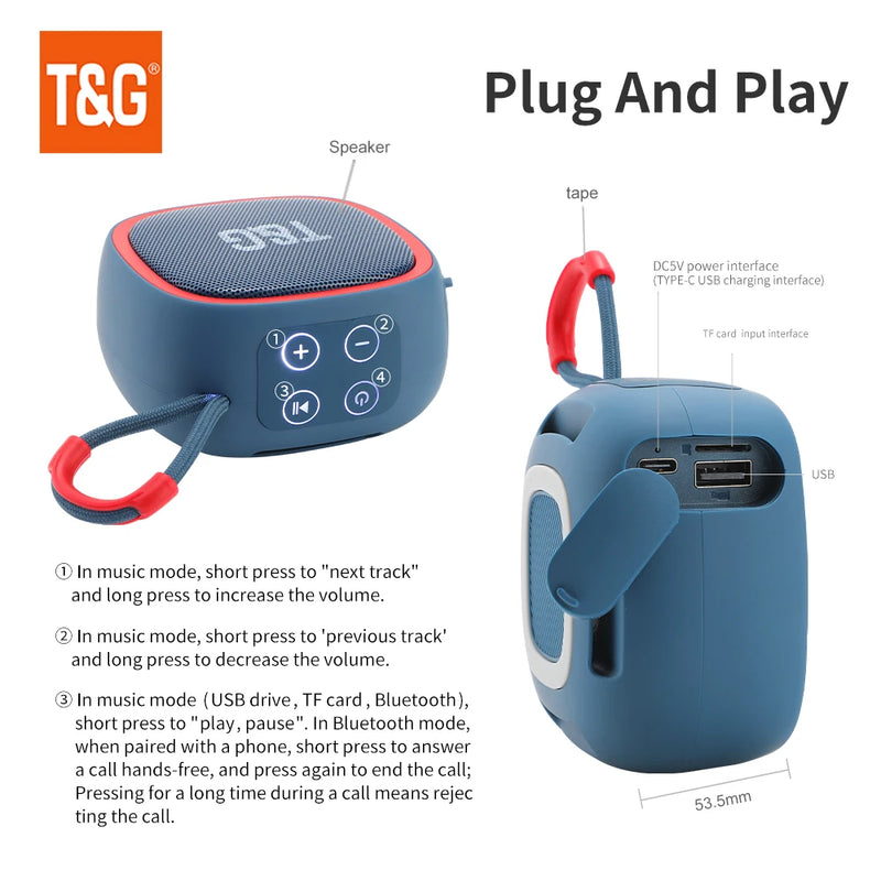 Coluna T&G659 sem fio bluetooth tws 5.3 alta fidelidade