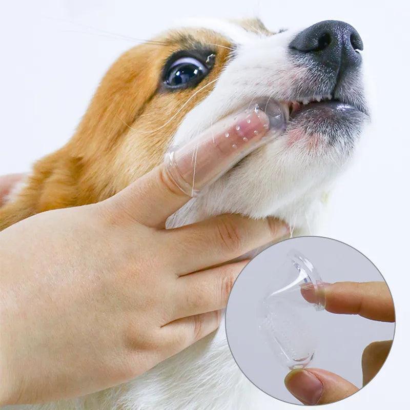 Super Soft Pet Finger Toothbrush Teddy Dog Brush Bad Breath Tartar Teeth Care Tool Dog Cat Cleaning Silicagel Pet Supplies - Brutoos