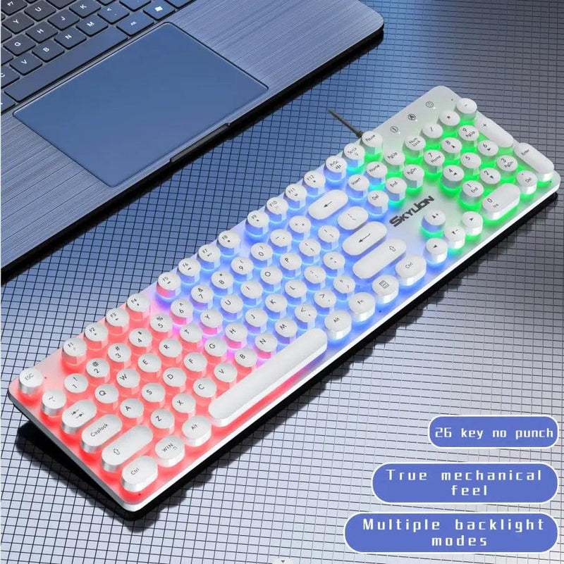 SKYLION H300 Wired 104 Keys Membrane Keyboard Many Kinds of Colorful Lighting Gaming and Office For Windows and IOS System - Brutoos