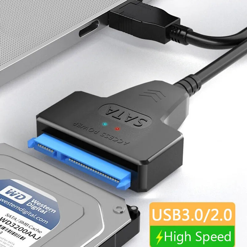 Cabo SATA to USB 3.0 / 2.0 6 Gbps I HDD SSD Hard Drive SATA 3 22 Pin Adapter