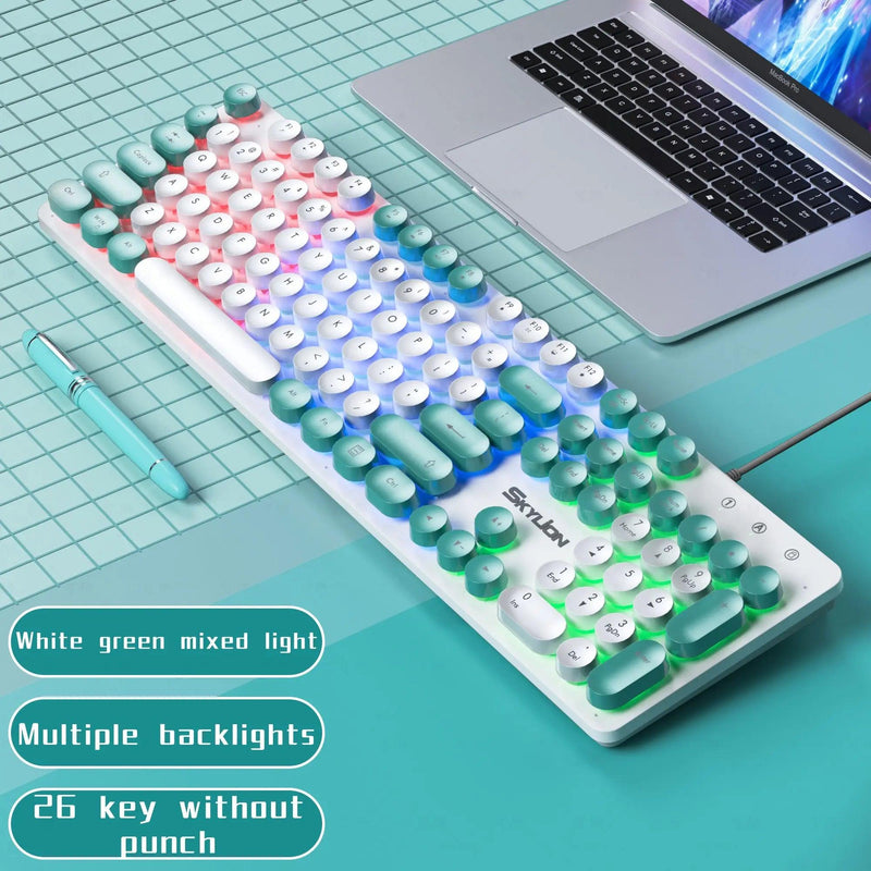 SKYLION H300 Wired 104 Keys Membrane Keyboard Many Kinds of Colorful Lighting Gaming and Office For Windows and IOS System - Brutoos