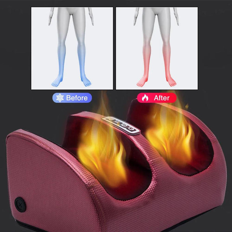 Electric Foot Massager Heating Therapy Hot Compression Shiatsu Kneading Roller Muscle Relaxation Pain Relief Foot Spa Machine - Brutoos