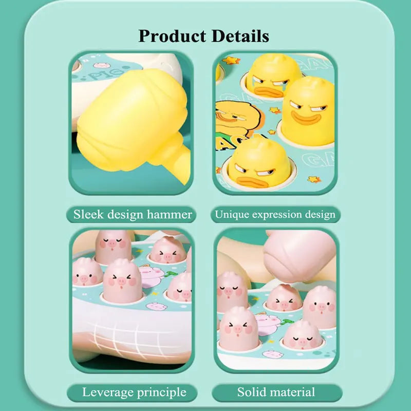 Duck/Frog/Pig Baby Toy Montessori Learning Game Educational Puzzle Gift for 12 24 Months Toddler Boy/Girl with Hammer