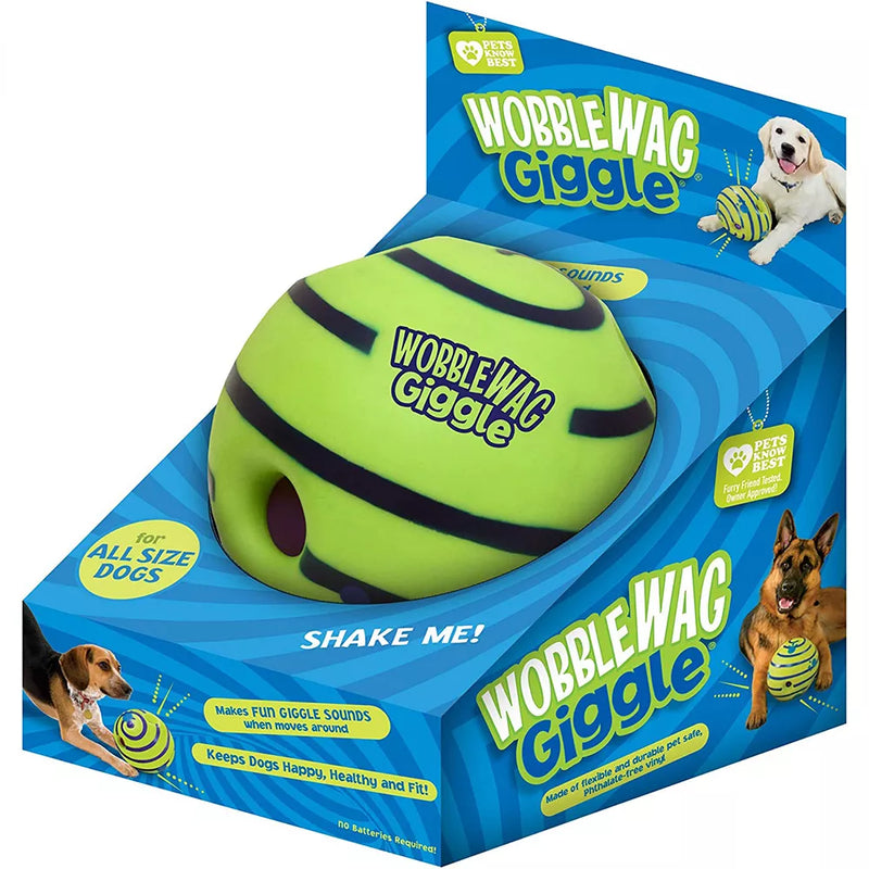 Wobble Wag Giggle Glow Ball Interactive Dog Toy Fun Giggle Sounds When Rolled or Shaken Pets Know Best As Seen On TV - Brutoos