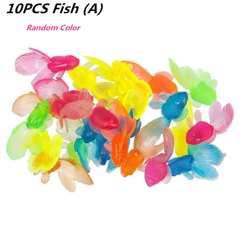 Children's 10Pcs/Set Kawaii Simulation Rubber Goldfish Baby Bath Water Play Games Toys for Kids Toddlers Bathing Shower Gifts