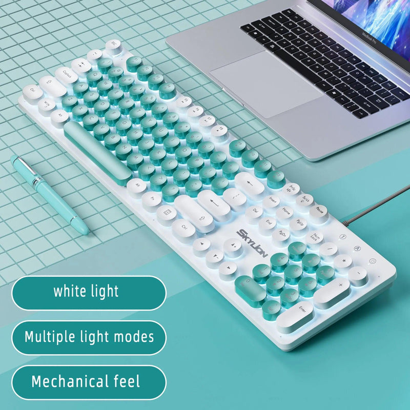 SKYLION H300 Wired 104 Keys Membrane Keyboard Many Kinds of Colorful Lighting Gaming and Office For Windows and IOS System - Brutoos