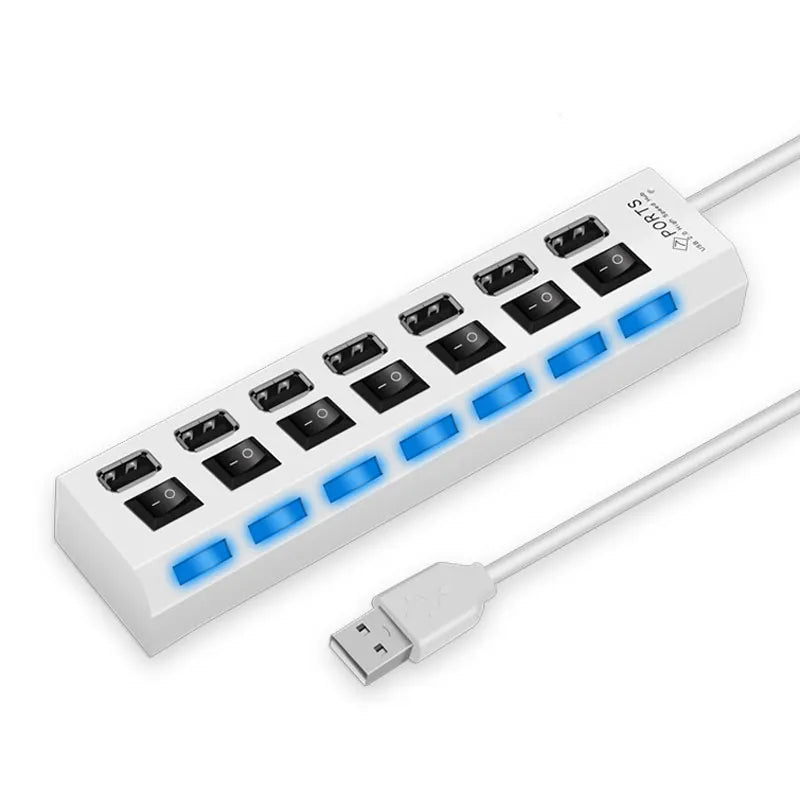 Porta Usb Ultra Speed 7 portas USB HUB 2.0 Multiple LED For LapTop