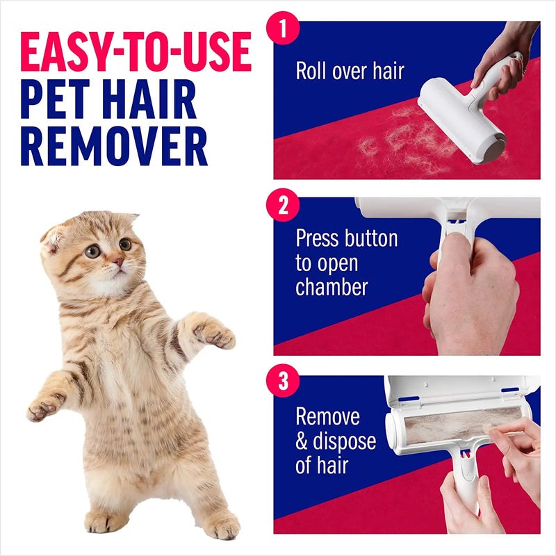 Pet Hair Remover Roller - Dog & Cat Fur Remover with Self-Cleaning Base - Efficient Animal Hair Removal Tool - Perfect for Furni - Brutoos