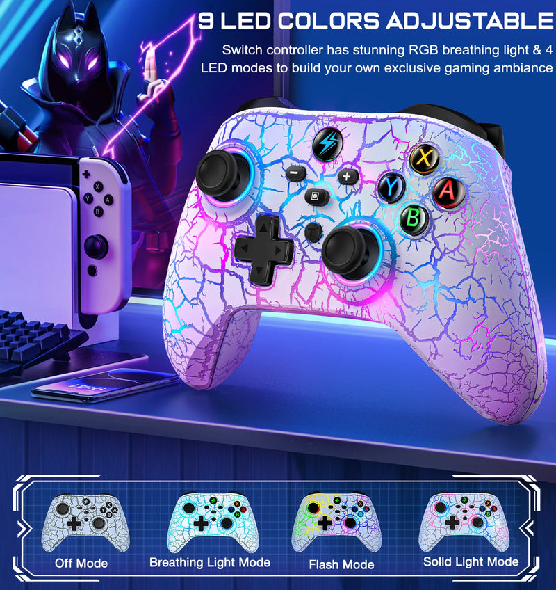 Controlador profissional 3D sem fio RGB para Nintendo Switch/OLED/Lite para Android/IOS/PC