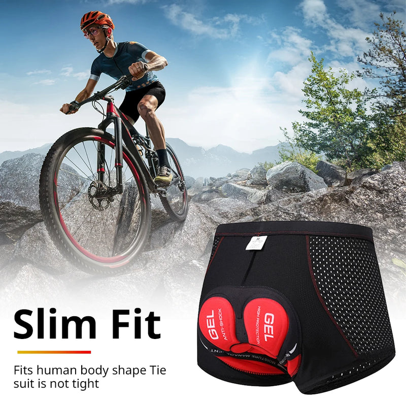 Shorts masculino de ciclismo de malha respirável 5D com almofada de gel à prova de choque, shorts de bicicleta MTB