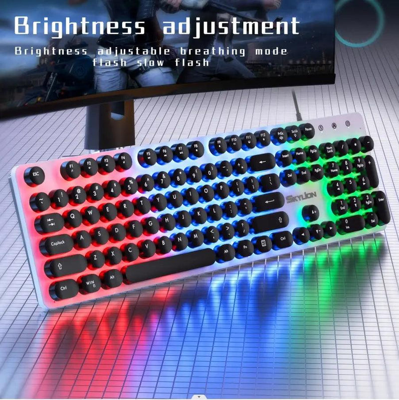 SKYLION H300 Wired 104 Keys Membrane Keyboard Many Kinds of Colorful Lighting Gaming and Office For Windows and IOS System - Brutoos