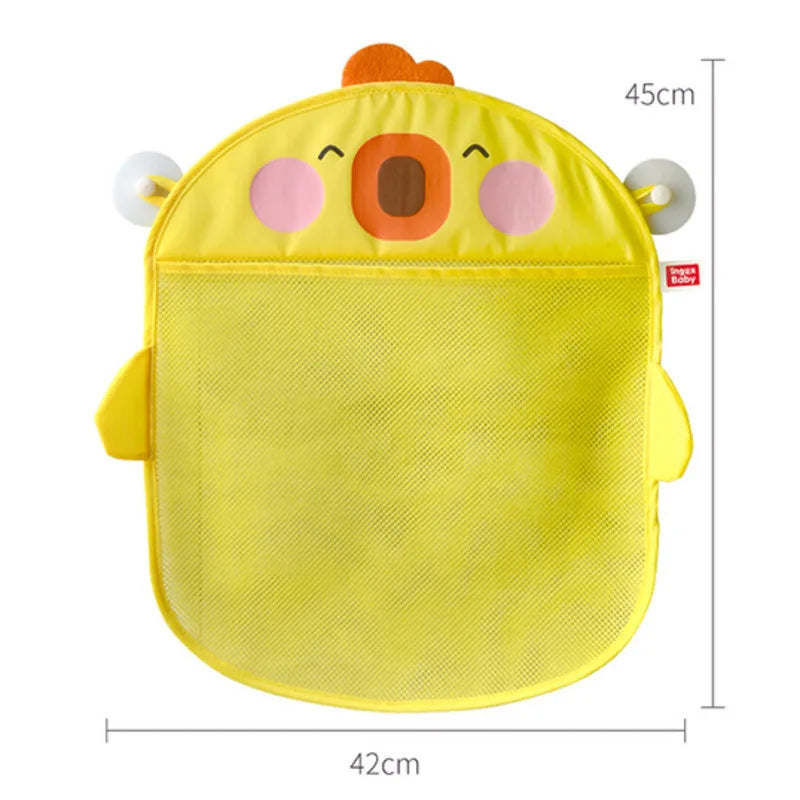 Baby Shower Toy Cute Duck Frog Net Toy Storage Bag Strong Suction Cup Baby Shower Game Bag Bathroom Organizer Water Toy