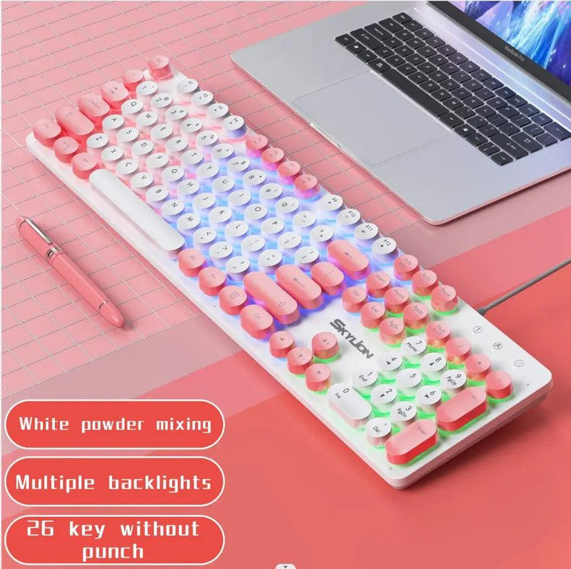 SKYLION H300 Wired 104 Keys Membrane Keyboard Many Kinds of Colorful Lighting Gaming and Office For Windows and IOS System - Brutoos