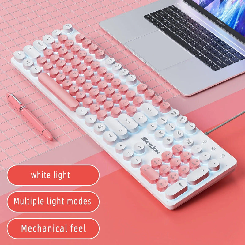 SKYLION H300 Wired 104 Keys Membrane Keyboard Many Kinds of Colorful Lighting Gaming and Office For Windows and IOS System - Brutoos