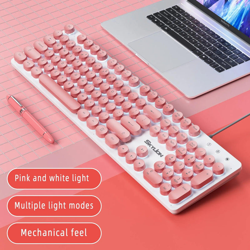 SKYLION H300 Wired 104 Keys Membrane Keyboard Many Kinds of Colorful Lighting Gaming and Office For Windows and IOS System - Brutoos