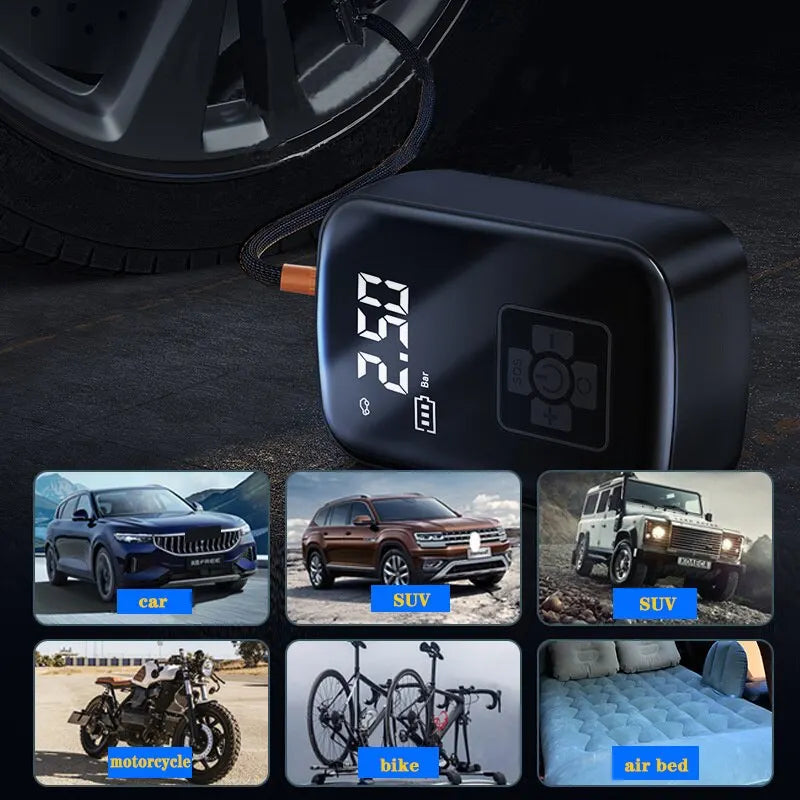 Wireless Car Air Compressor Electric Tire Inflator Pump for Motorcycle Bicycle Boat AUTO Tyre Balls - Brutoos