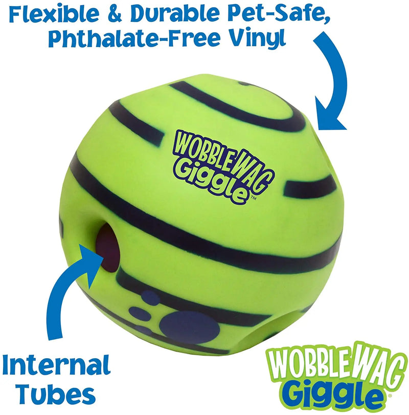 Wobble Wag Giggle Glow Ball Interactive Dog Toy Fun Giggle Sounds When Rolled or Shaken Pets Know Best As Seen On TV - Brutoos