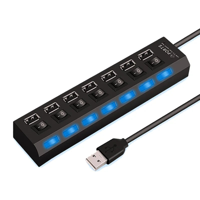 Porta Usb Ultra Speed 7 portas USB HUB 2.0 Multiple LED For LapTop