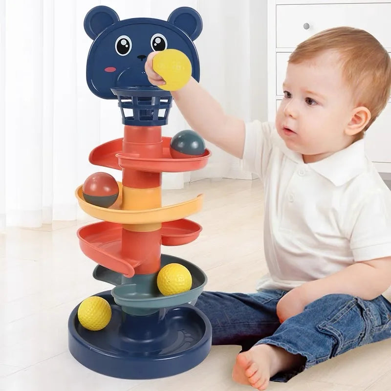 brinquedo educativo para bebês pista rotativa de empilhamento