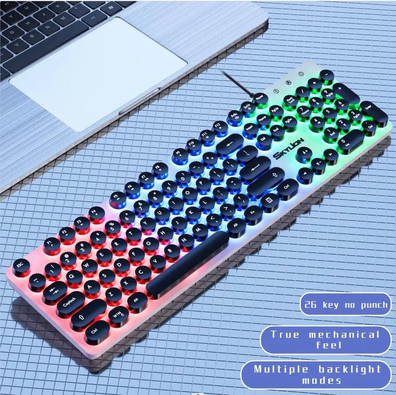 SKYLION H300 Wired 104 Keys Membrane Keyboard Many Kinds of Colorful Lighting Gaming and Office For Windows and IOS System - Brutoos