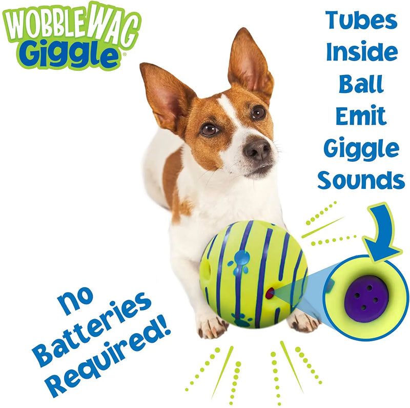 Wobble Wag Giggle Glow Ball Interactive Dog Toy Fun Giggle Sounds When Rolled or Shaken Pets Know Best As Seen On TV - Brutoos