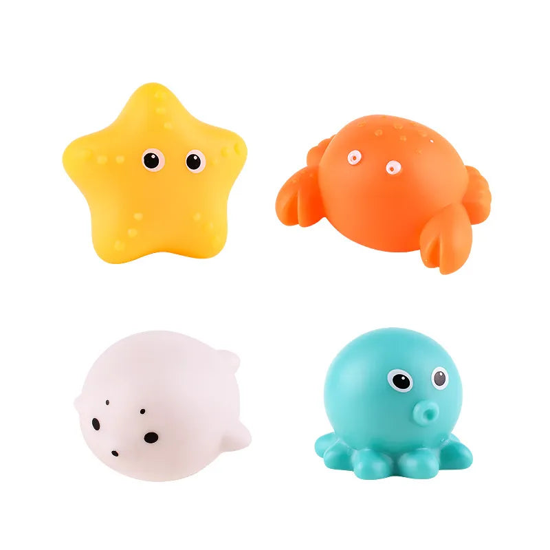 Glowable Animal Washing Water Set Floating Water Light Net Fishing Fish Playing Water Toys Children's Baby Bath Toys Floating