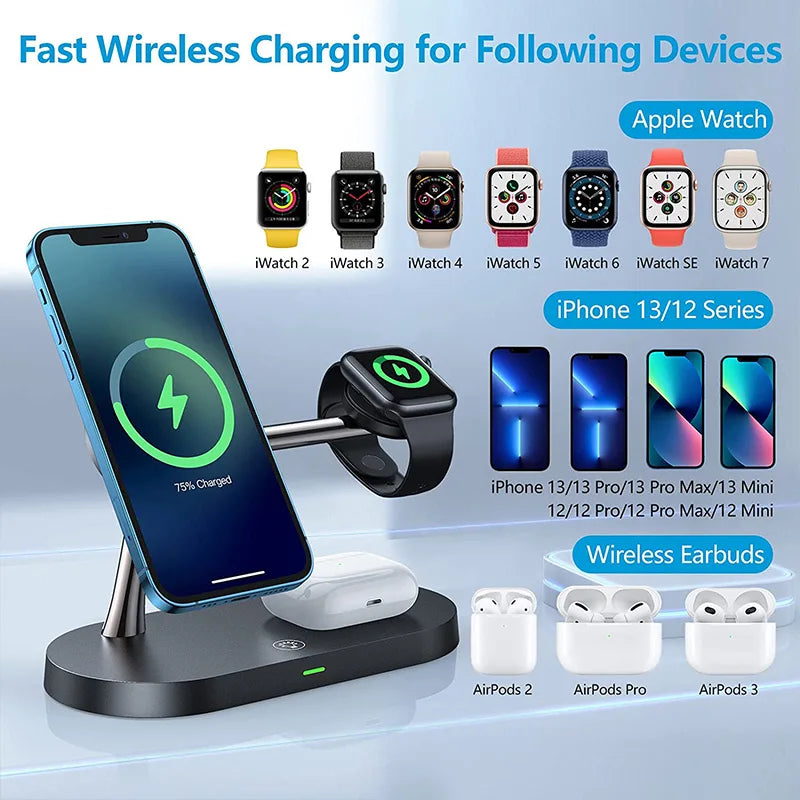 Power Bank 3 em 1 Ultra Magnetic For iPhone 12 13 14 15 Apple Watch 9 8 7 6 5 Airpods 2 3 Pro