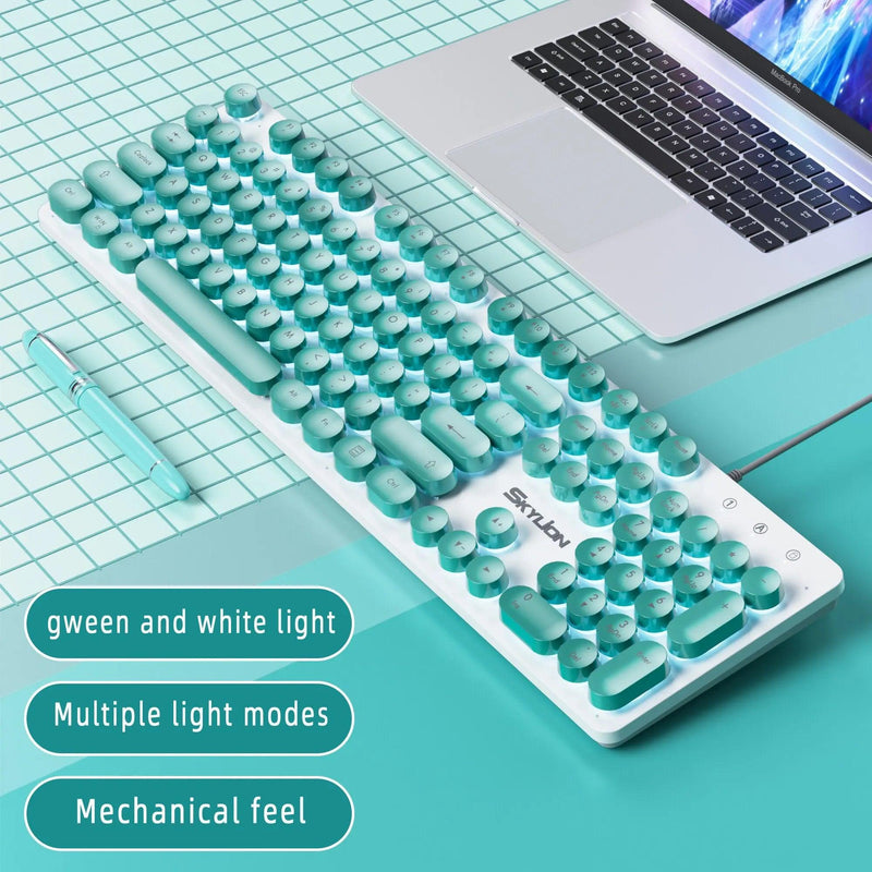 SKYLION H300 Wired 104 Keys Membrane Keyboard Many Kinds of Colorful Lighting Gaming and Office For Windows and IOS System - Brutoos