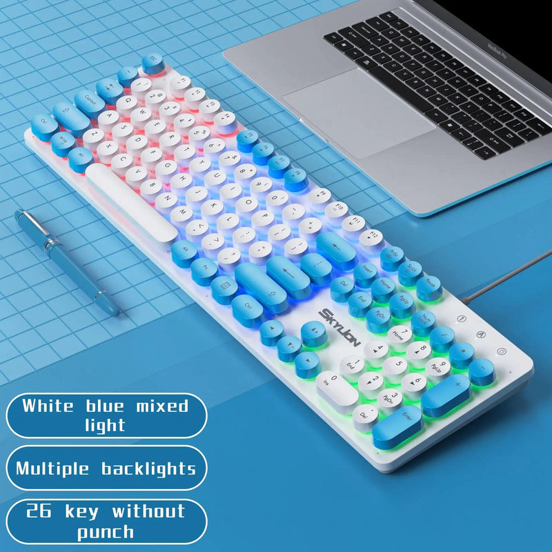 SKYLION H300 Wired 104 Keys Membrane Keyboard Many Kinds of Colorful Lighting Gaming and Office For Windows and IOS System - Brutoos